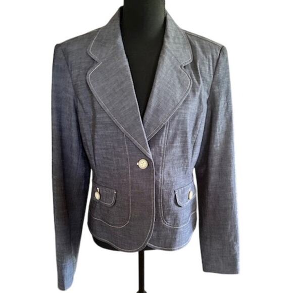 Rafaella 2-Piece Suit – Jacket 12/Pants 8 – Slate Blue Gray Textured Stretch Set - Picture 7 of 12